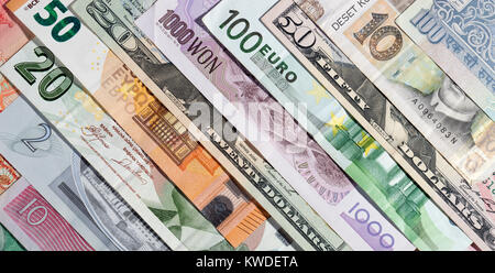 Background of the banknotes of various currencies.