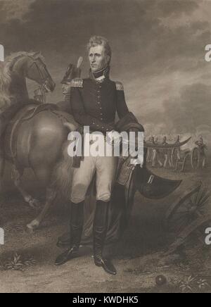 General Andrew Jackson in 1828 military portrait engraving by Asher ...