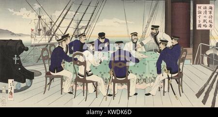 Japanese naval officers plan for the naval Battle of the Yellow Sea, of September 1894, during the First Sino-Japanese War (BSLOC 2017 18 77) Stock Photo