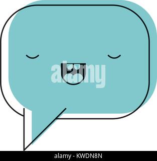 kawaii square dialogue speech and rounded with tail in watercolor silhouette Stock Vector