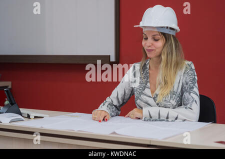 Great concept of engineering design, engineer working on architectural design. Stock Photo