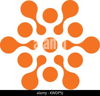 Abstract sun, orange color related circles logo. New technology vector symbol. Stock Vector