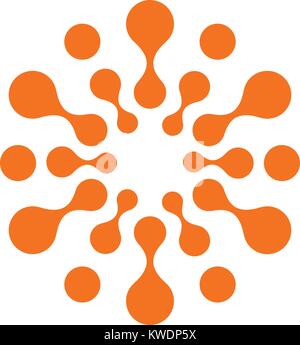 Abstract sun, orange color related circles logo. New technology vector symbol. Stock Vector