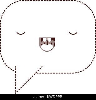 kawaii square dialogue speech and rounded with tail in monochrome dotted silhouette Stock Vector