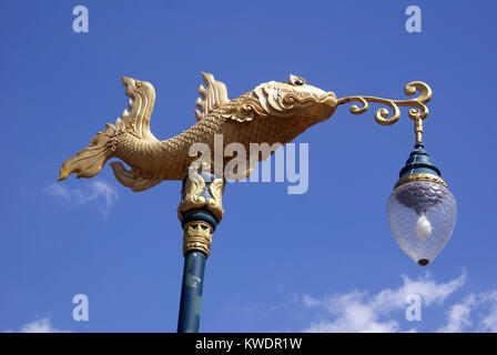 Lamp ion the street of Kanchanbury in Thailand Stock Photo