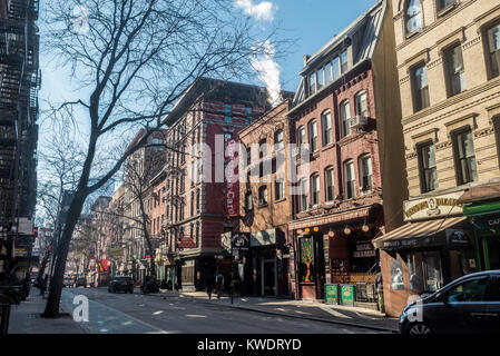 New York, NY, USA 2 January 2018 - MacDougal Street in Greenwich Village,on a cold winter day. Stock Photo