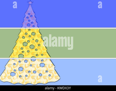 Abstract Christmas Tree on a three tier striped background Stock Photo