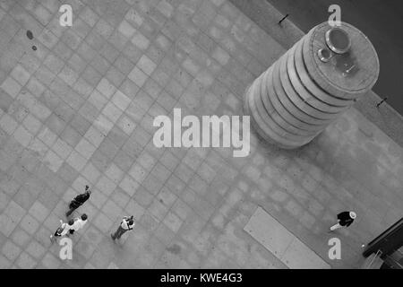 Some tourists in a Berlin street seen from above. Stock Photo