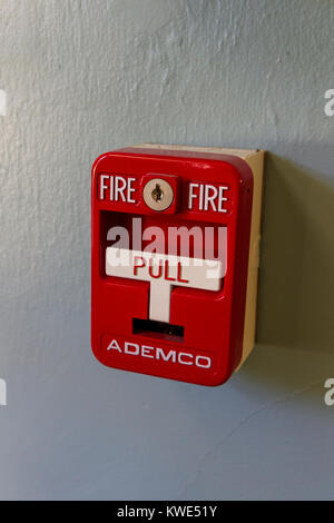 A Fire Alarm Pull Station  (by Ademco) inside Lemon House, part of the Allegheny Portage Railroad National Historic Site, Pennsylvania, United States.