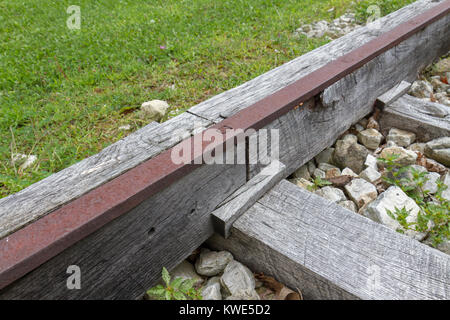 Railway track detail, part of the Allegheny Portage Railroad National Historic Site, Blair county, Pennsylvania, United States. Stock Photo