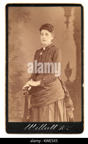 Studio portrait in 'carte de visite' format of Alice Willatt, née Lambert, born 1859, died 1900, circa 1880