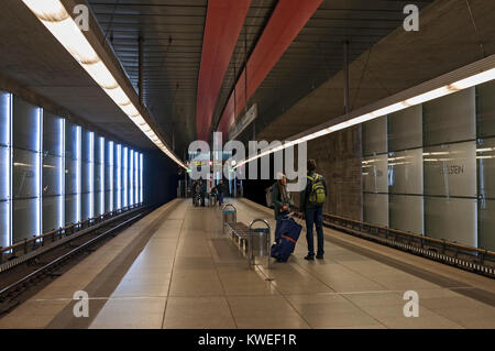 Station on the U2 line of the Nuremberg Underground System, Germany, Europe Stock Photo