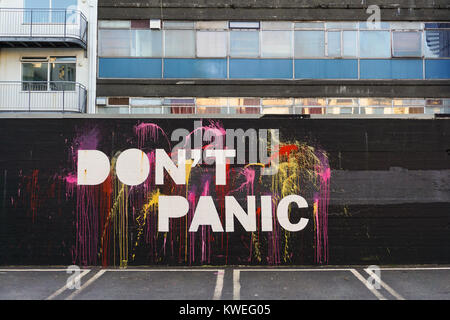 Don’t Panic - street art in Reykjavik, Iceland. Stock Photo