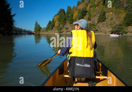 Canoeing on Siletz River, Siletz Bay National Wildlife Refuge, Oregon Stock Photo