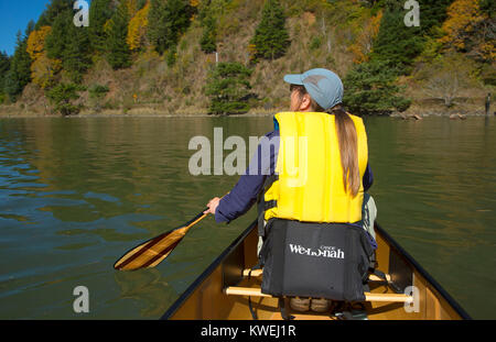 Canoeing on Siletz River, Siletz Bay National Wildlife Refuge, Oregon Stock Photo