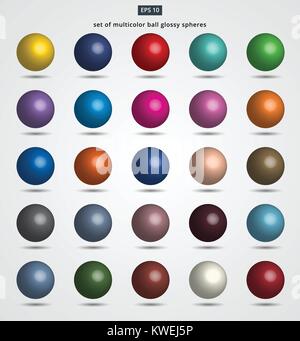 set of multicolor ball glossy spheres Vector illustration for design Stock Vector