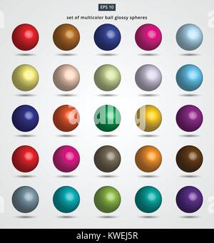 set of multicolor ball glossy spheres Vector illustration for design Stock Vector