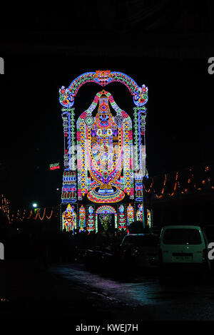 Representation of Lord Balaji with led lights, Navaratri Festival, Pune Stock Photo