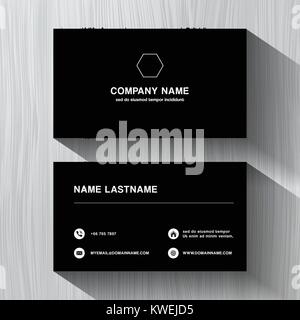 Black paper business namecard on a white wood background vector Stock Vector