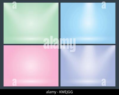 Set of clear empty studio light vector pastel backgrounds for product presentation Stock Vector