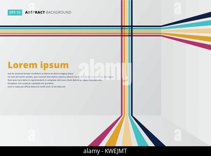 Template line vertical horizontal room perspective colorful strips for print, ad, poster, magazine, brochure, leaflet, book, Abstract vector illustrat Stock Vector