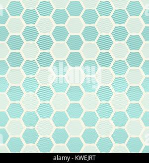 Modern stylish texture. Repeating geometric tiles with filled with dotted hexagons blue pastels color. Regular hipster background. Small circles form  Stock Vector