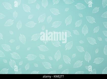 Mint leaf pattern, Green mint gradient mesh Background, copy space, Vector illustration Stock Vector