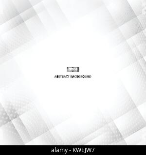 Abstract modern white geometric technology futuristic background with halftone. Vector grey stripes design Stock Vector