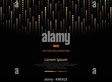 Abstract geometric dots golden halftone, Gold meteor, Vector illustration Stock Vector