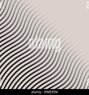 Abstract monochrome wave lines pattern striped halftone vector background Stock Vector