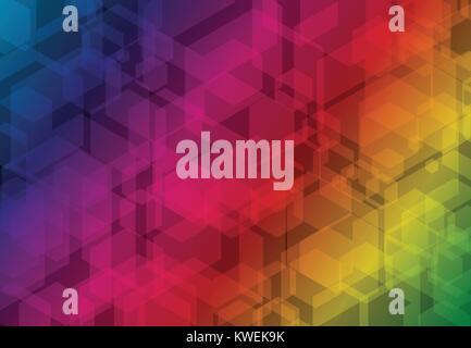 Multicolor hexagon futuristic business overlay background. Vector illustration Stock Vector