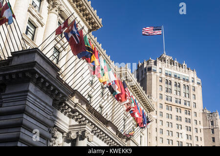 SAN FRANCISCO, USA - JUNE 29, 2017: An exterior view of the luxury Fairmont hotel on Nob Hill in San Francisco. The building is a city famous landmark Stock Photo