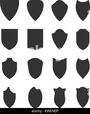 Heraldic shields set. Coat of arms icons collection Stock Vector