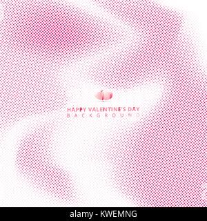 Abstract pink halftone on white background with hearts for valentines day, wedding card. Vector illustration Stock Vector