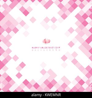Abstract geometric square pink color pattern background with copy space for valentines day, wedding card. Vector illustration Stock Vector
