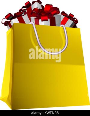 Shopping Bag Full Birthday Gift Presents  Stock Vector