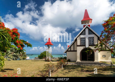 Kapelle Chapelle Notre-Dame-Auxiliatrice  am Cap Malheureux, Riviere du Rempart  Mauritius, Afrika,  | chapel Notre Dame Auxiliatrice at Cap Malheureu Stock Photo