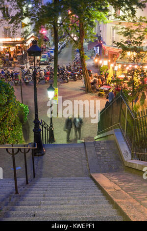 France, Paris, Montmartre, People climbing stairs Stock Photo