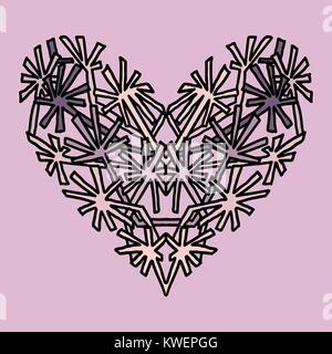 Handdrawn zentangle heart. Mandala style design for St. Valentine day cards. Coloring book pattern. Vector doodle illustration. Stock Vector