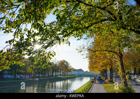 München, Munich: canal Nymphenburger Kanal, Nymphenburg Palace, Oberbayern, Upper Bavaria, Bayern, Bavaria, Germany Stock Photo