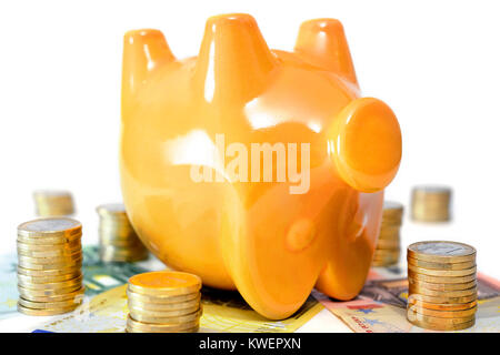 Dead piggy bank, symbolic photo negative interest, Totes Sparschwein, Symbolfoto Negativzinsen Stock Photo