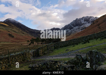 Looking over Warnscale Bottom to Fleetwith Paike and Haystacks mountains in the English Lake District Stock Photo