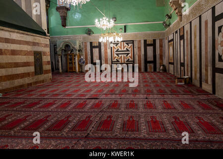 Hebron, Palestine, January 8 2011: Prayer room and a Shrines known as the tombs of Isaak and Rebecca  of Abraham mosque in Hebron Stock Photo