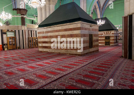 Hebron, Palestine, January 8 2011: Shrines known as the tombs of Isaak and Rebecca in Abraham mosque in Hebron Stock Photo