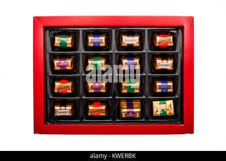 A box of Chocolate Liqueurs on a white background Stock Photo