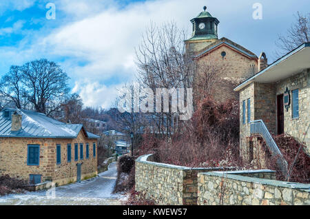 Nymfaio is a picturesque traditional village of Greece and a very popular winter destination. Stock Photo