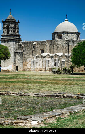 Mission San Jose y San Miguel de Aguayo (1782), San Antonio Missions National Historical Park, San Antonio, Texas USA Stock Photo