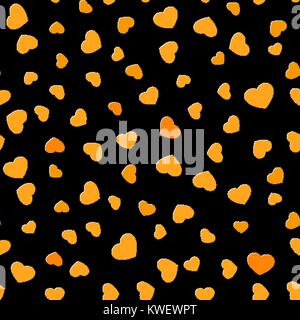 Seamless hearts pattern. Love symbol on black background Stock Vector