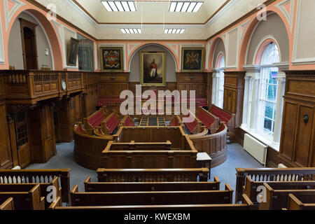 The Guildhall in Carmarthen main Courtroom Stock Photo