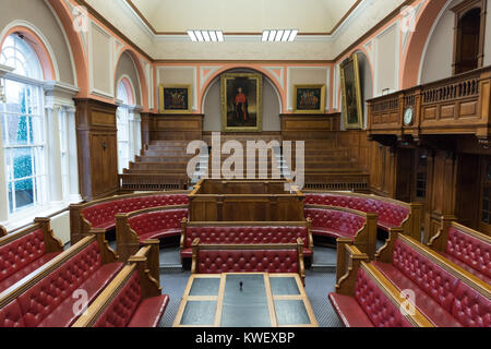 The Guildhall in Carmarthen main Courtroom Stock Photo